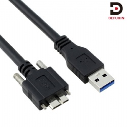 DFX 1m Industrial USB 3.0 to Micro B Cable, Dual Locking Screws Vision Camera Cord Optional Length 0.3m to 5m