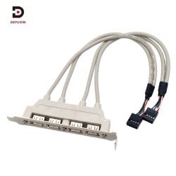 DFX USB 2.0 2 Port and 4 Port Bracket Cable 30cm, 9 Pin Mainboard Header Rear Panel Expansion Cord for Motherboard
