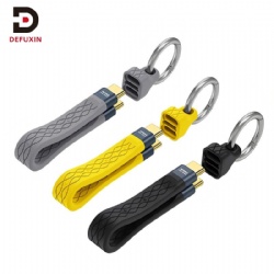 DFX Keychain USB 3.2 C to C Cable 15CM 100W Flat Flexible Charging Cord with E-Marker for iPhone 16 17 MacBook Power Bank