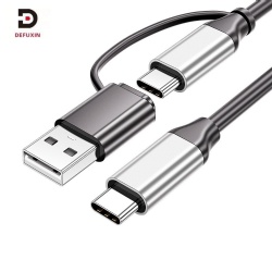 DFX 2-in-1 USB 3.1 Type C to C Cable 1M with USB A Adapter Fast Charging Cord for MacBook Phone Laptop Hub