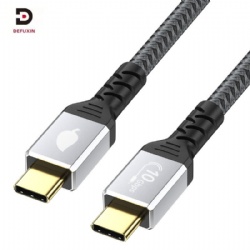 In Stock DFX Nylon Braided USB 3.1 Type C to C Cable 1M 10Gbps with Gold-Plated Aluminum Case