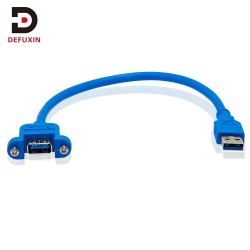 DFX USB 3.0 Panel Mount Cable 50cm, Blue 5Gbps Male to Female Extension Cord with Screws for Chassis Desktop Computer