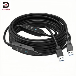 DFX USB 3.0 Active Extender Cable 15m, Black Male to Male Data Cord with 2 Taiwan Chipsets DC Power Port for Camera