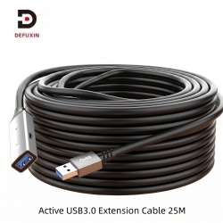 DFX USB 3.0 Active Extension Cable 25m, Aluminum Shell Female Cord with Type C Power Port for VR Oculus Camera