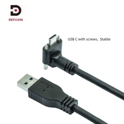 DFX USB 3.0 to Type C Cable 1m, Dual Screw Lock Industrial Camera Wire 90 180 Degree Vision Cord for Machine Vision